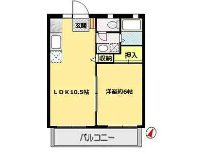 サンライフ勝田C(1LDK/2階)の間取り写真