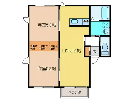 サクシードハイムI・II(2LDK/1階)の間取り写真