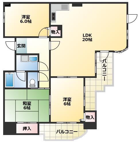 インペリアルカーサ(3LDK/9階)の間取り写真