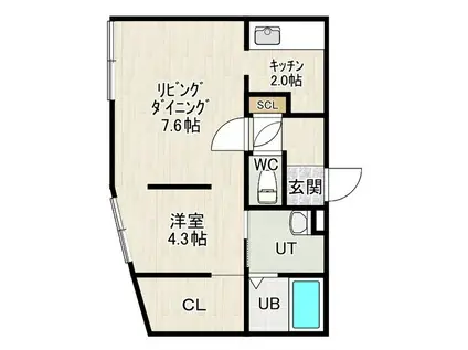 EFFORT NANGO(1LDK/3階)の間取り写真