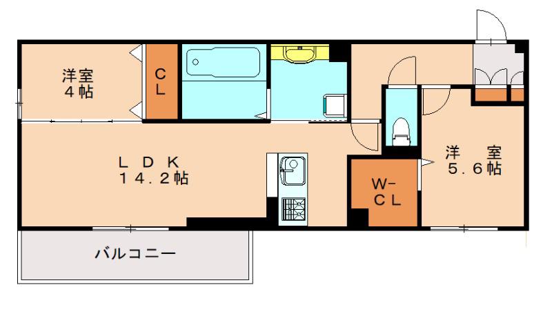 イオメール竹末(2LDK/2階)の間取り写真