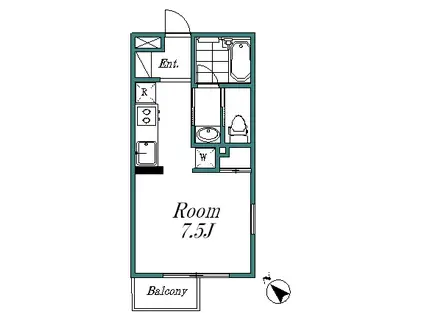 グランディア東浦和(1K/3階)の間取り写真
