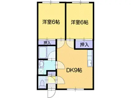 スリードレインハイツVIII(2DK/3階)の間取り写真