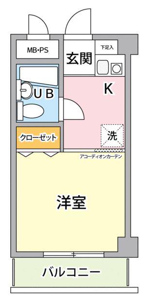 アベニール伊勢原(1K/4階)の間取り写真