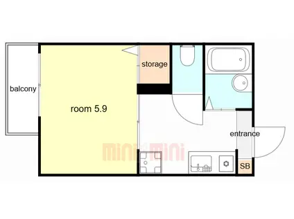 ウエストヒルズ(1K/2階)の間取り写真
