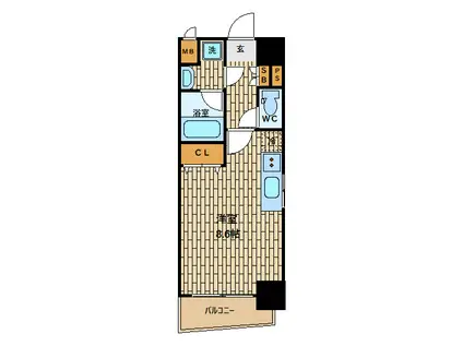 エスレジデンス福島LUXE(1K/14階)の間取り写真