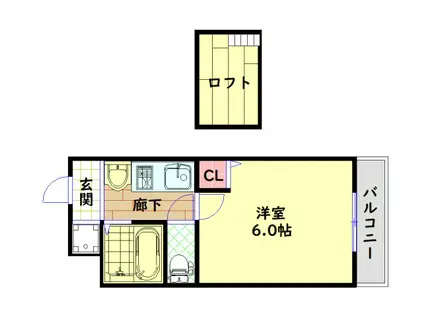 エステムコート難波ミューステージ(1K/6階)の間取り写真