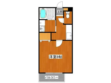 西鉄貝塚線 三苫駅 徒歩5分 2階建 築23年(1K/1階)の間取り写真