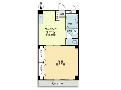 フィネス秋桜(1DK/3階)の間取り写真