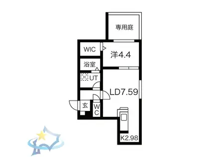 フォンテーヌ伏見(1LDK/1階)の間取り写真