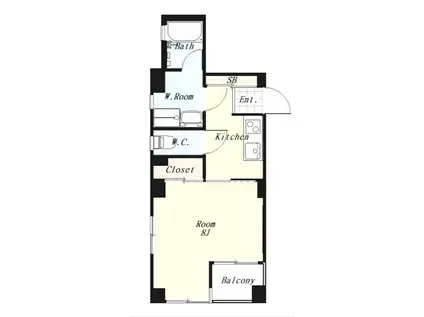 シャルクレール雪田(1K/2階)の間取り写真