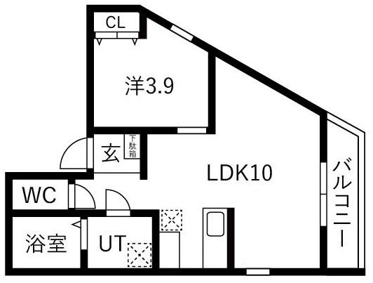名鉄常滑線 豊田本町駅 徒歩7分 3階建 築1年(1LDK/1階)の間取り写真