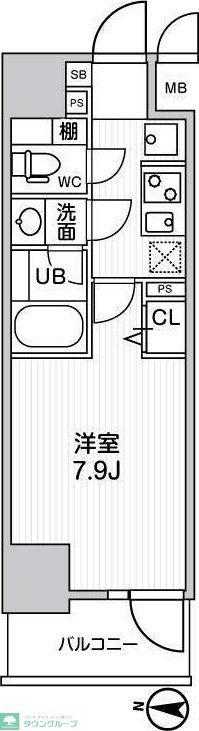 ROOTS KIKUKAWA(1K/2階)の間取り写真