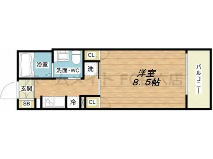 ファーストフィオーレ梅田イースト(1K/3階)の間取り写真