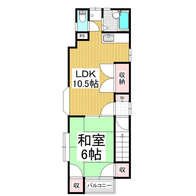 中島アパート(1LDK/2階)の間取り写真