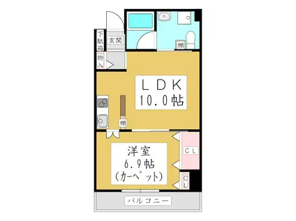 ポムダムール(1LDK/2階)の間取り写真