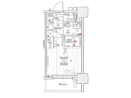ガーラ・プレシャス高輪台(1K/6階)の間取り写真