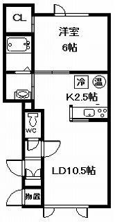 グレイス(1LDK/2階)の間取り写真