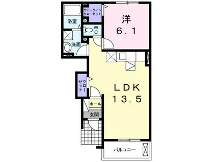 プルメリア ガーデン B(1LDK/1階)の間取り写真