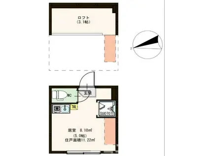 ハーモニーテラス荻窪(ワンルーム/1階)の間取り写真