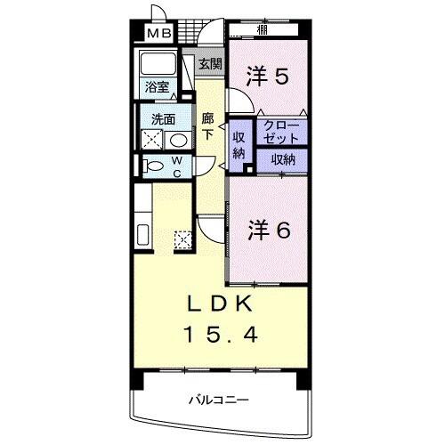 ポルトーネ(2LDK/5階)の間取り写真