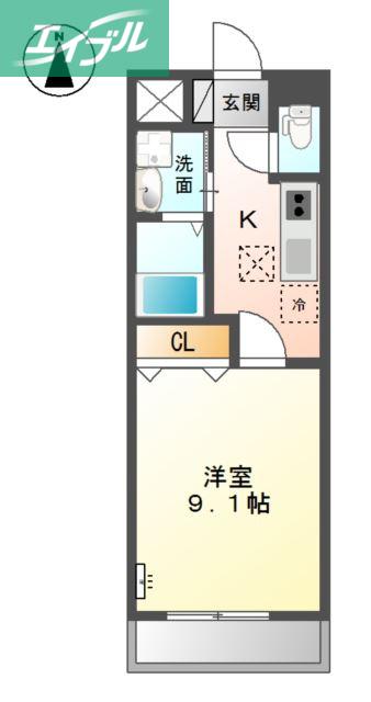 カーサひまわり II(1K/1階)の間取り写真