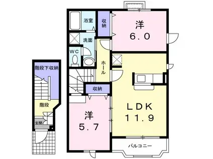 サニ-スクエアA(2LDK/2階)の間取り写真