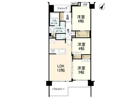 グローベル青葉台(3LDK/4階)の間取り写真