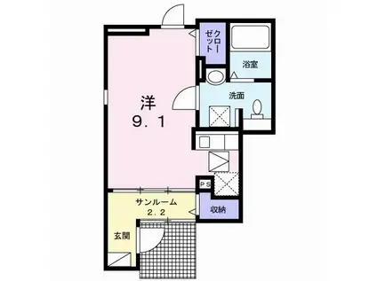 エルヴィータ(ワンルーム/1階)の間取り写真