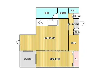 リスタ塚口(1LDK/1階)の間取り写真