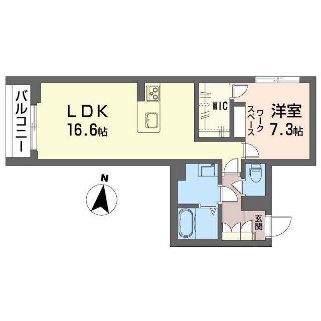 ベレオ万代(1LDK/1階)の間取り写真