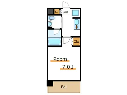 ドゥーエ西大島II(1K/12階)の間取り写真
