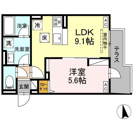 セレスティア徳丸 A(1LDK/1階)の間取り写真