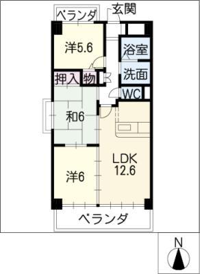 ベルデ中野館(3LDK/1階)の間取り写真