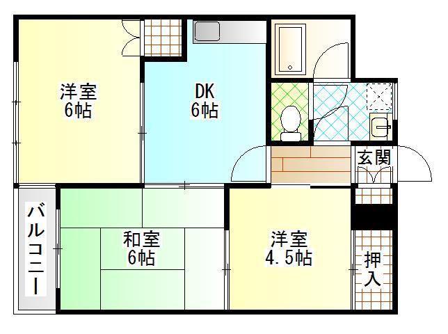 セレーノ東町II(3DK/2階)の間取り写真