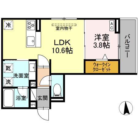 セレスティア藤江町(1LDK/3階)の間取り写真