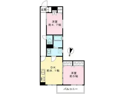 クリエオーレ下神田I(2DK/2階)の間取り写真