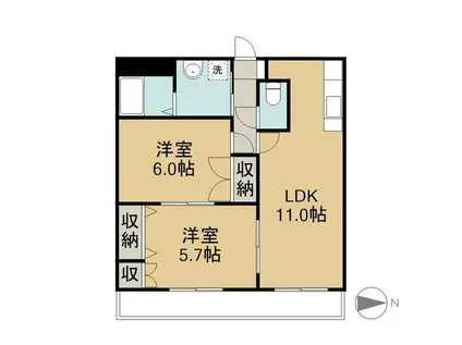グレイスヴィラ(2LDK/1階)の間取り写真