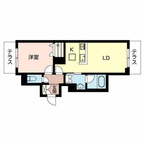 メゾン・ソラーレ(1LDK/1階)の間取り写真