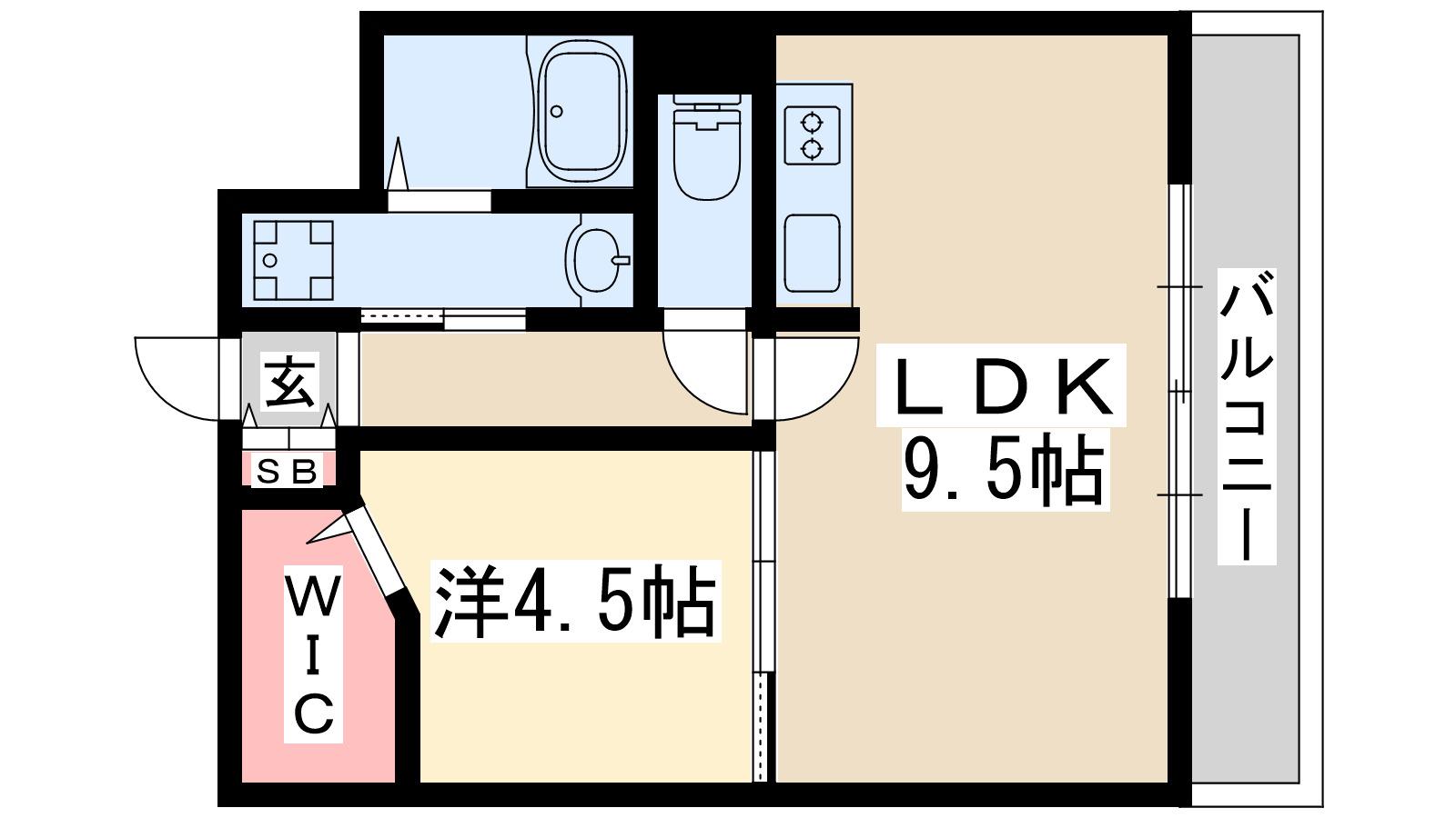 パークモダン新大阪(1LDK/5階)の間取り写真