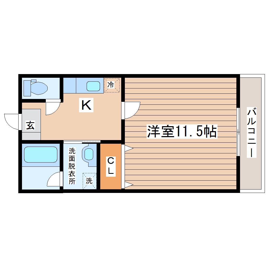 コージーコート高森B(1K/3階)の間取り写真