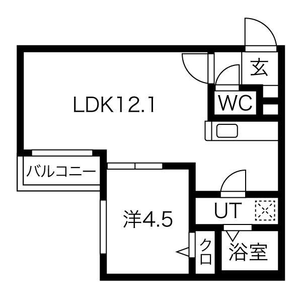 PEERSON西町(1LDK/2階)の間取り写真