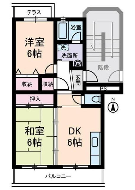クレール18(2DK/1階)の間取り写真