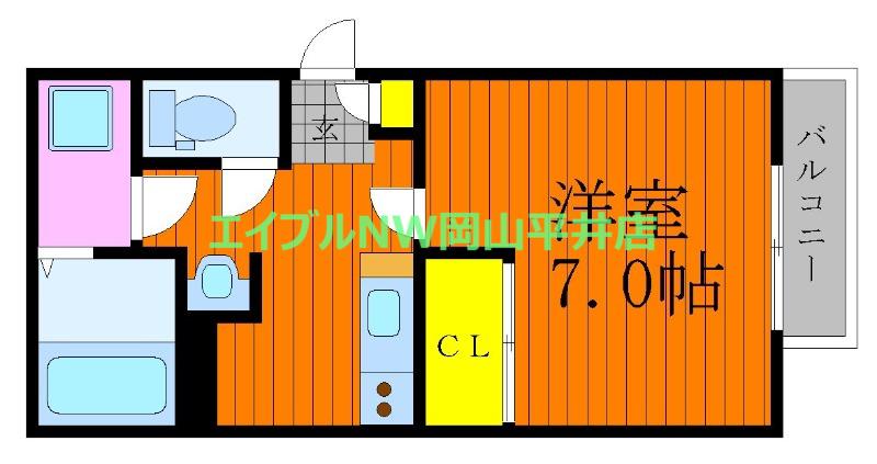 REGALEST 十日市(1K/1階)の間取り写真