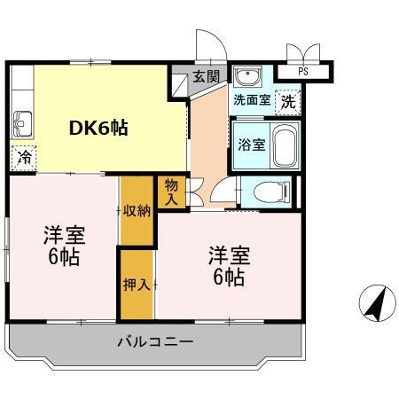 エクレール・ユウ(2DK/2階)の間取り写真