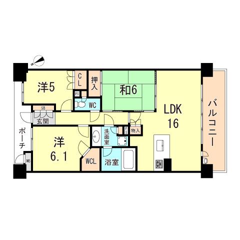 ローレルスクエア甲子園壱番館(3LDK/1階)の間取り写真
