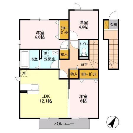 GRANDILE A(3LDK/2階)の間取り写真
