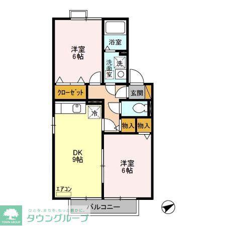 アミューズA・B B(2DK/2階)の間取り写真