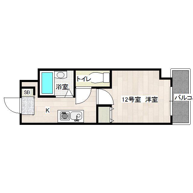 モアフィールド箱崎II(1K/11階)の間取り写真