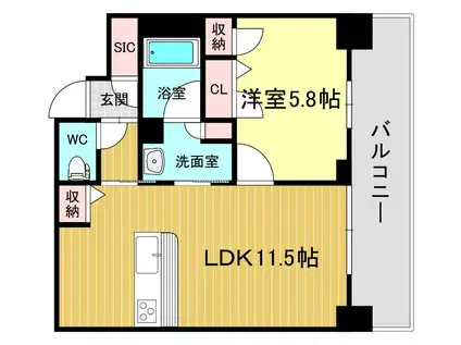 リビエナ グラン 新梅田(1LDK/9階)の間取り写真
